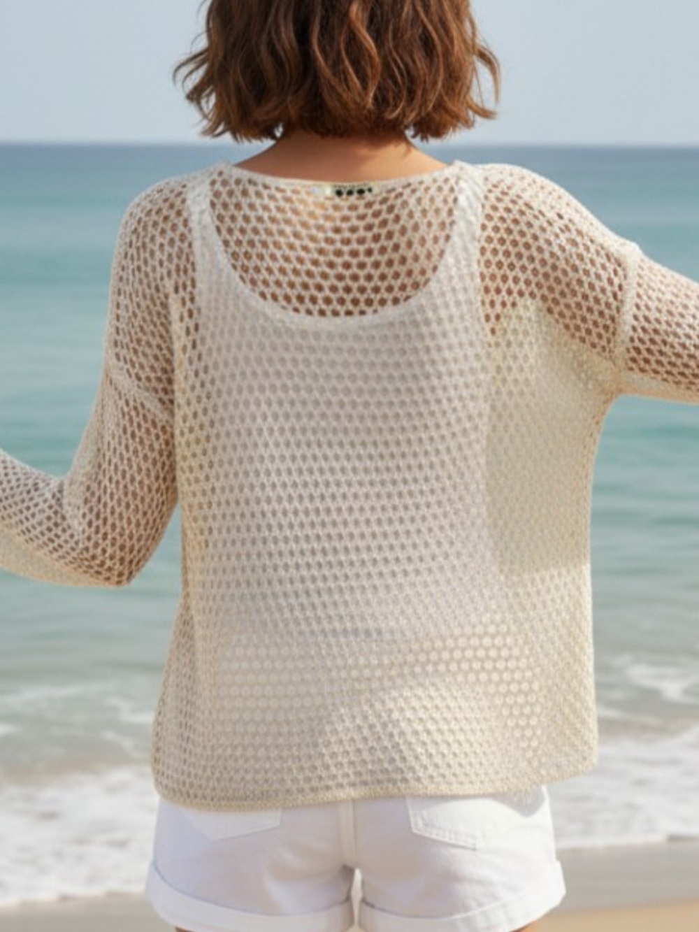 ShopEvelynne Cream Open-Knit Star Pullover - Picture 4 of 4